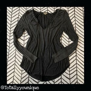 Anthropologie Anama Blouse Long Sleeve Scrunch Neckline